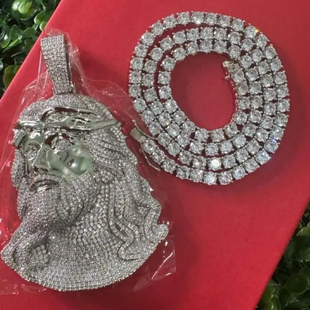 Iced Out Silver Jesus Pendant 2447
